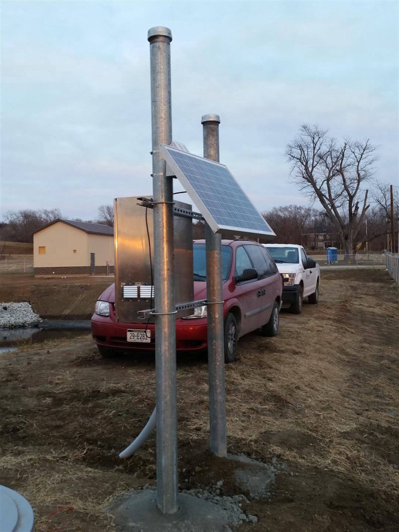 Thurman, IA - Metering Manhole, Teledyne ISCO Signature Ultrasonic Flow Meter, Solar Panel, Stainless Steel Enclosure
