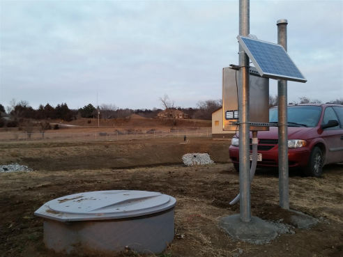 Thurman, IA - Metering Manhole, Teledyne ISCO Signature Ultrasonic Flow Meter, Solar Panel, Stainless Steel Enclosure