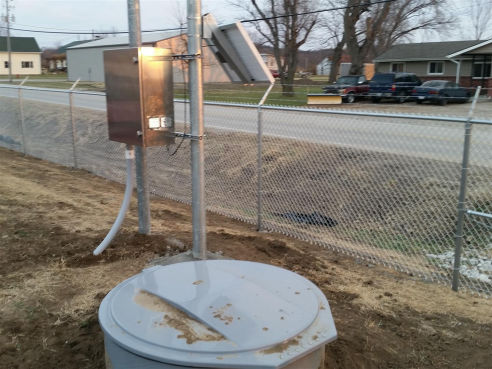 Thurman, IA - Metering Manhole, Teledyne ISCO Signature Ultrasonic Flow Meter, Solar Panel, Stainless Steel Enclosure