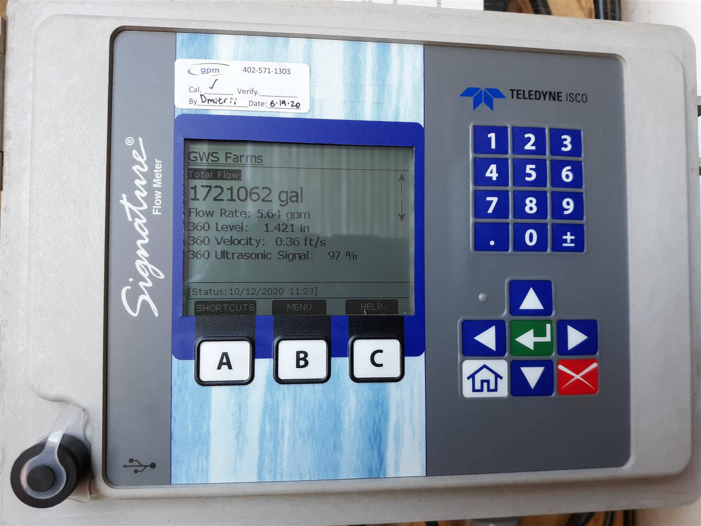 GWS Farms - Installed Teledyne ISCO Signature Area Velocity Laser Flowmeter.