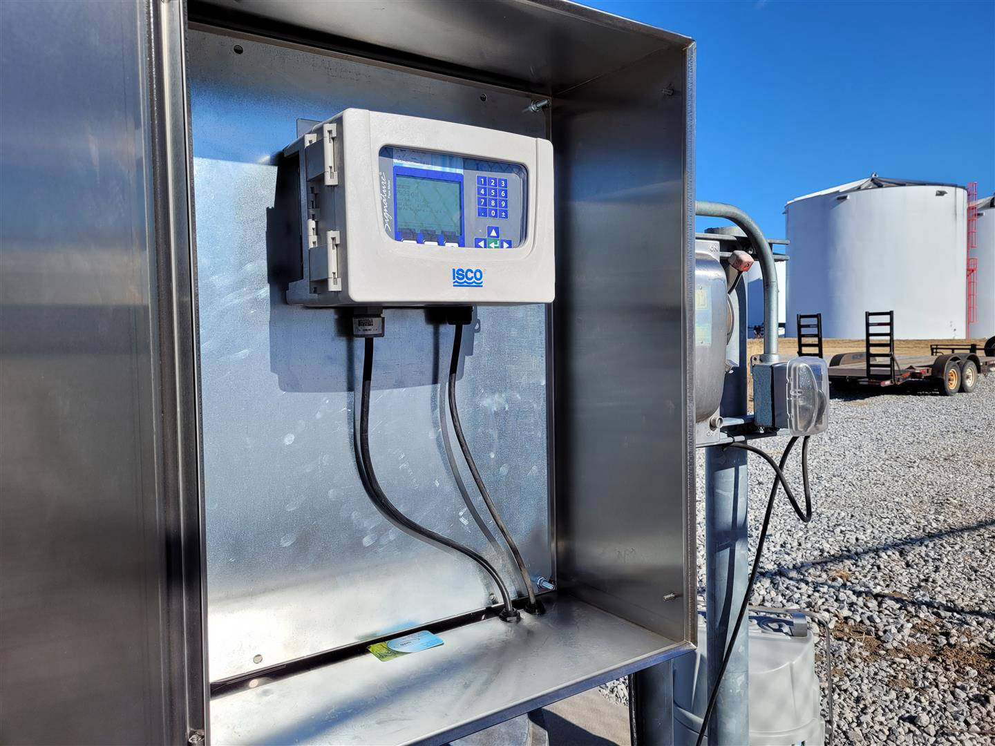 Adams NE - E-Energy - Installed stainless steel enclosure and Teledyne ISCO Signature Ultrasonic Flowmeter.