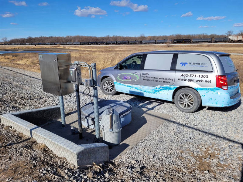 Adams NE - E-Energy - Installed stainless steel enclosure and Teledyne ISCO Signature Ultrasonic Flowmeter.