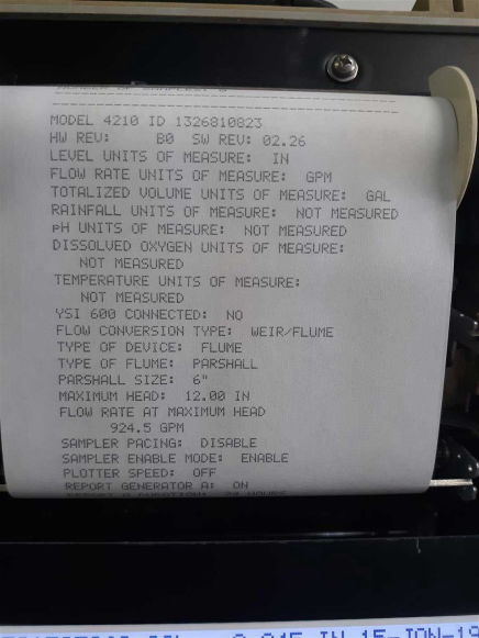 Teledyne ISCO 4210 Ultrasonic Program Printed